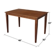 International Concepts 30x48 Dining Table with 4 Chairs in Espresso