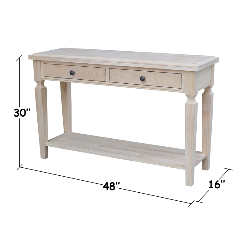 International Concepts Vista Console Sofa Table  Unfinished