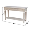 International Concepts Vista Console Sofa Table  Unfinished