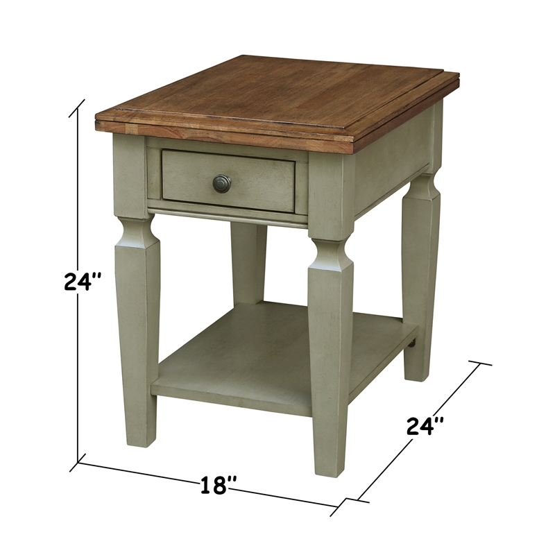 International Concepts Vista End Table Distressed Hickory/Stone Finish