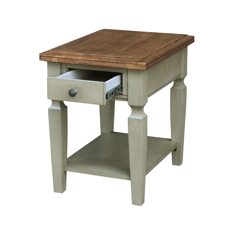International Concepts Vista End Table Distressed Hickory/Stone Finish