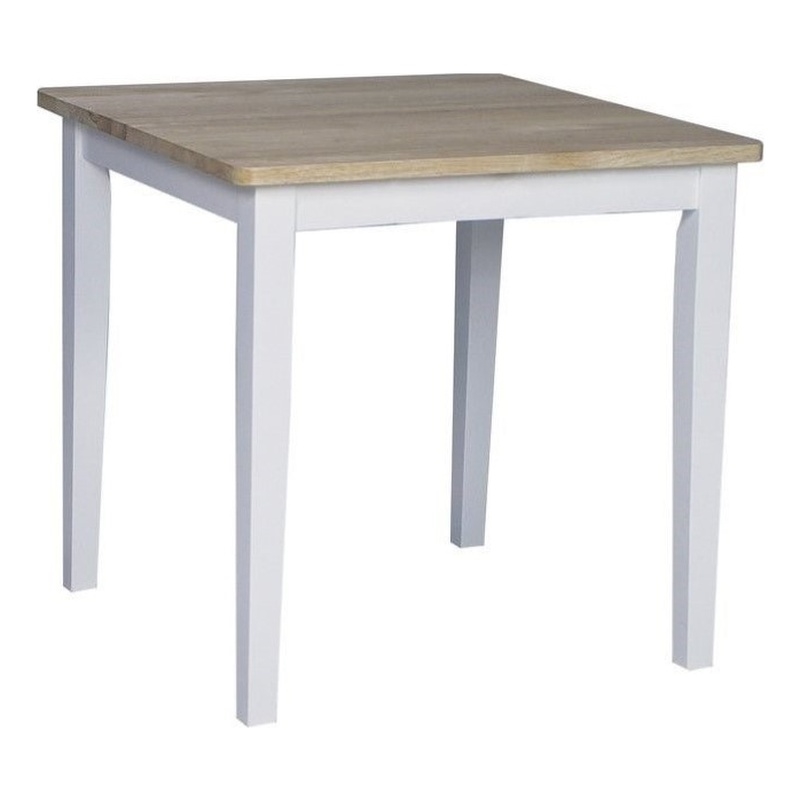 International Concepts Square Casual Dining Table in White and Natural Finish