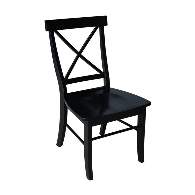 International Concepts Simply Linen X-Back Dining Chair in Black (Set of Two)