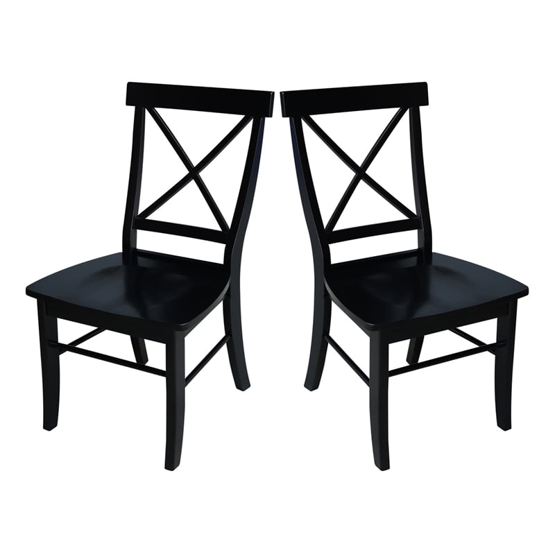 International Concepts Simply Linen X-Back Dining Chair in Black (Set of Two)