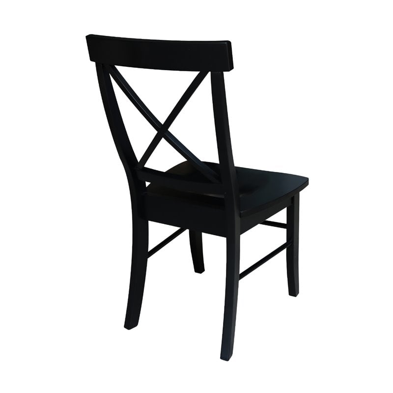 International Concepts Simply Linen X-Back Dining Chair in Black (Set of Two)