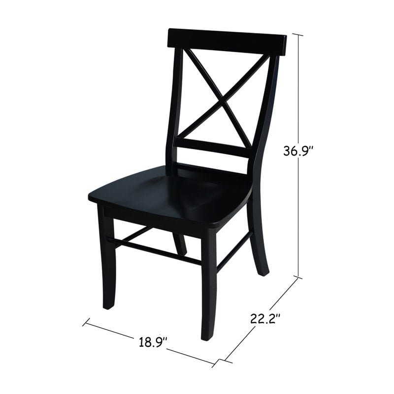 International Concepts Simply Linen X-Back Dining Chair in Black (Set of Two)