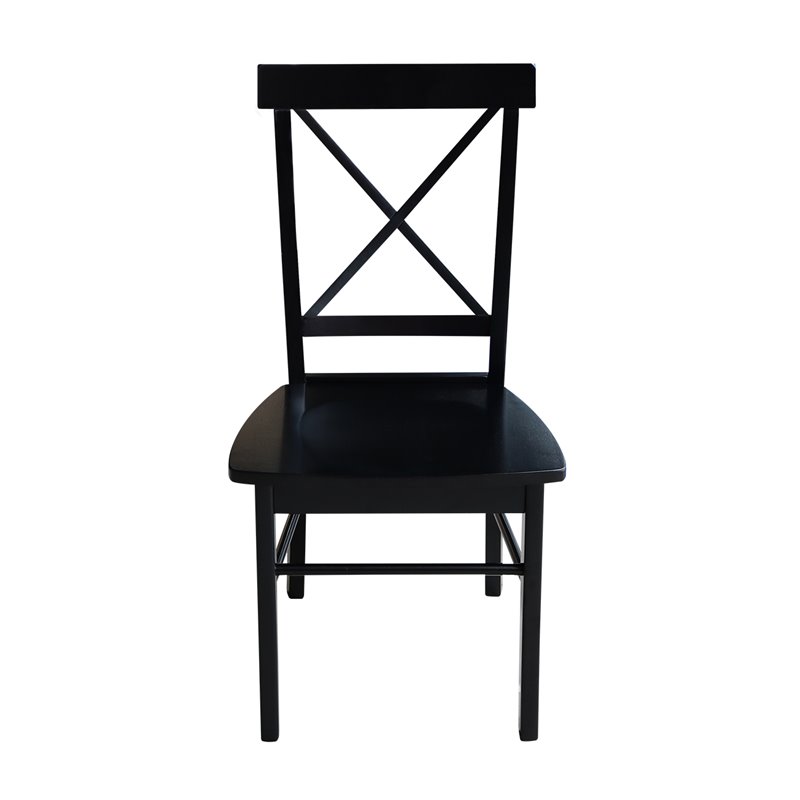 International Concepts Simply Linen X-Back Dining Chair in Black (Set of Two)