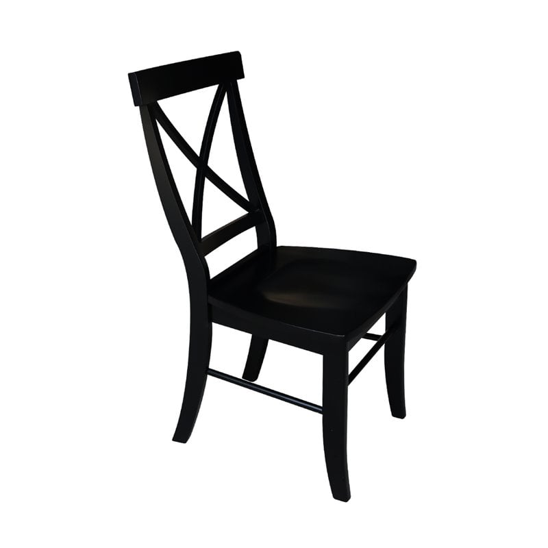International Concepts Simply Linen X-Back Dining Chair in Black (Set of Two)
