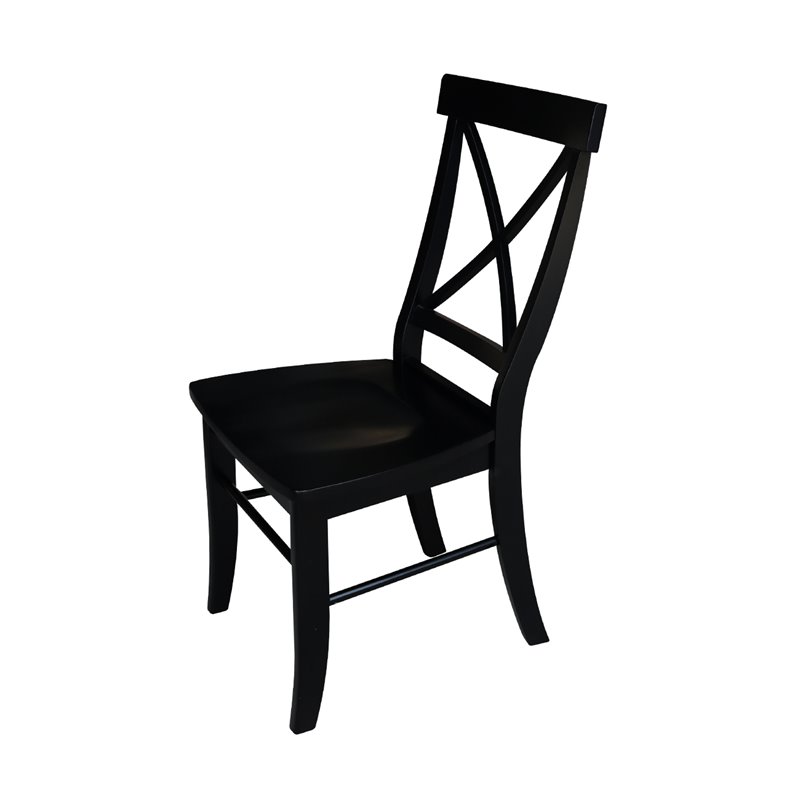 International Concepts Simply Linen X-Back Dining Chair in Black (Set of Two)