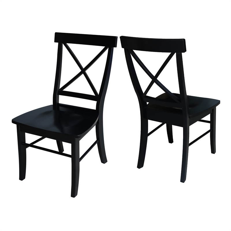 International Concepts Simply Linen X-Back Dining Chair in Black (Set of Two)