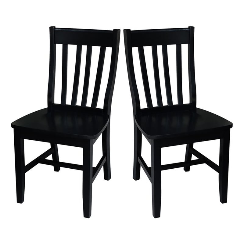 International Concepts Schoolhouse Wood Dining Chair in Black (Set of Two)