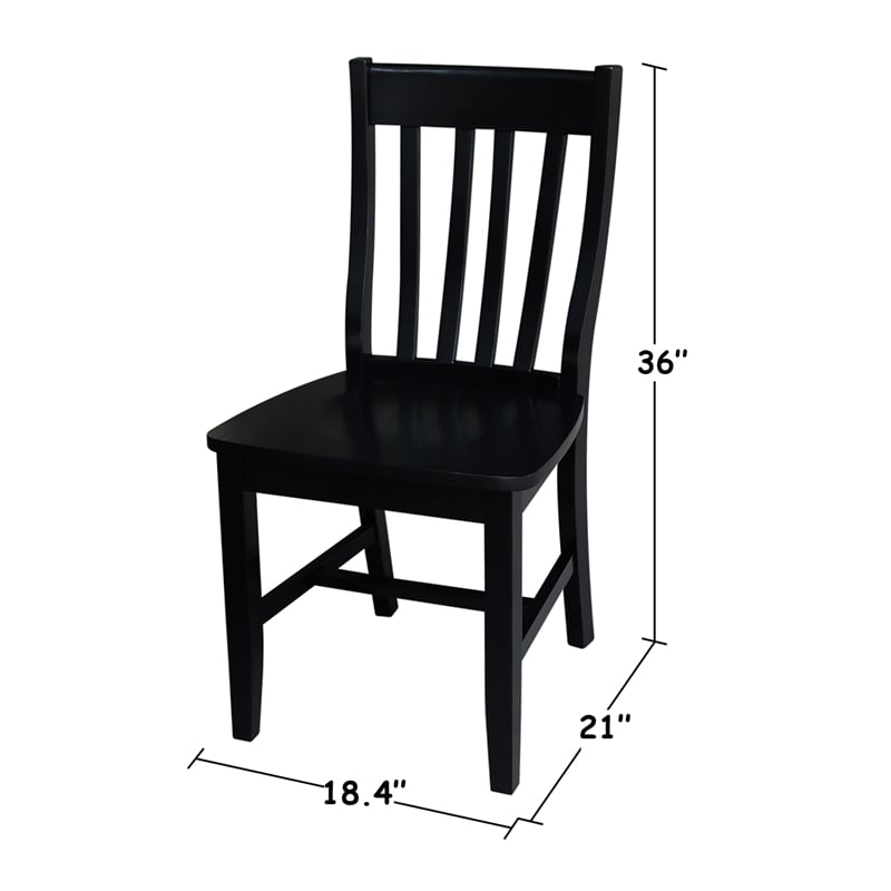 International Concepts Schoolhouse Wood Dining Chair in Black (Set of Two)