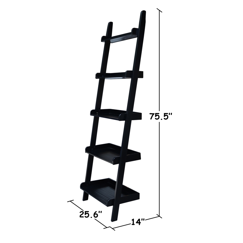 International Concepts Casual Dining 5-Tier Leaning Shelf in Black