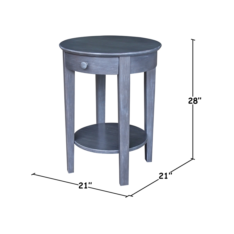 International Concepts Phillips Wood Accent Table with Drawer in Heather Gray