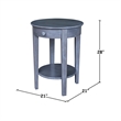 International Concepts Phillips Wood Accent Table with Drawer in Heather Gray