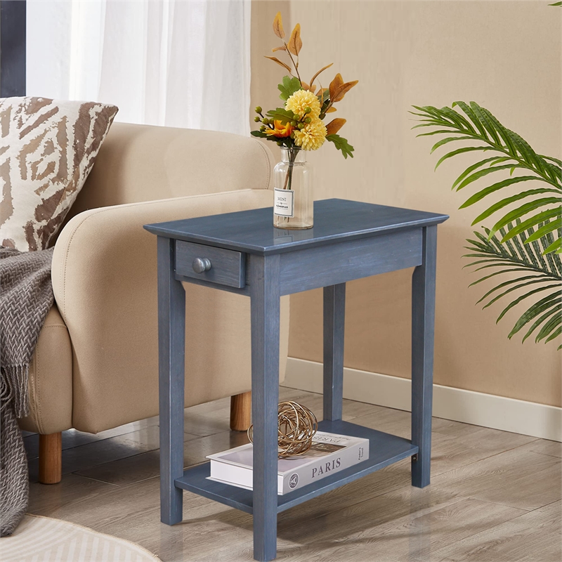 International Concepts Narrow Wood End Table in Heather Gray