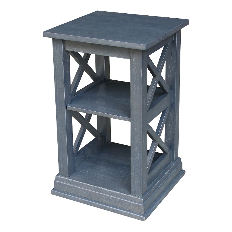 International Concepts Hampton Wood Accent Table with Shelves in Heather Gray