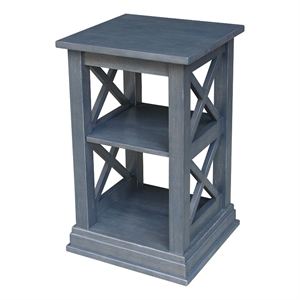 International Concepts Hampton Wood Accent Table with Shelves in Heather Gray