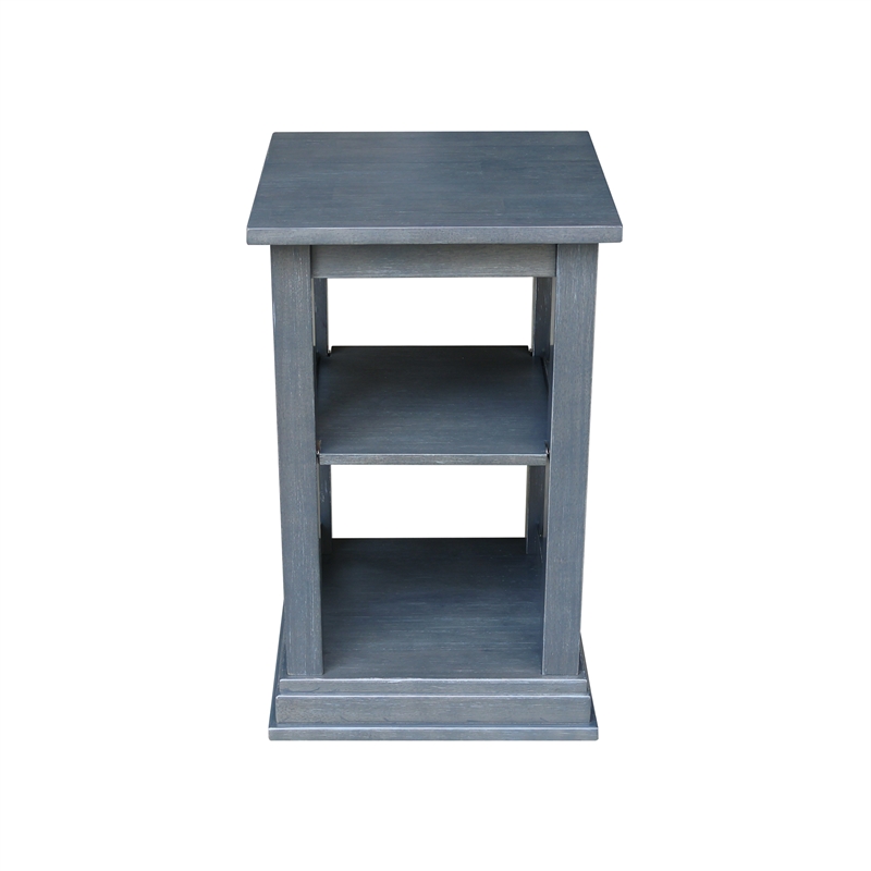 International Concepts Hampton Wood Accent Table with Shelves in Heather Gray