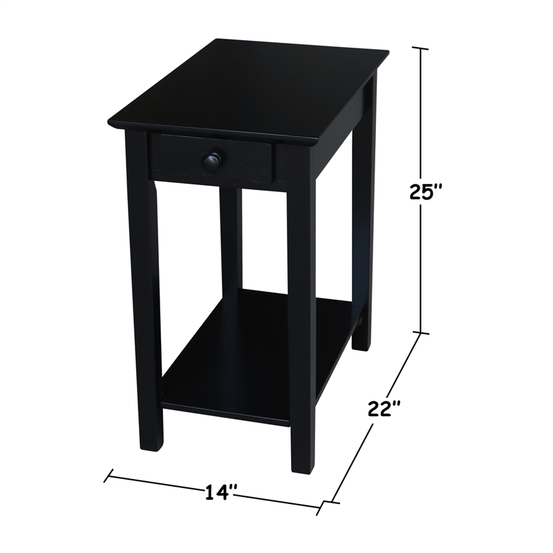 International Concepts Solid Wood Narrow End Table in Black