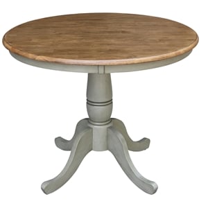 36&quot Round Wood Distressed Hickory/Stone Table-Dining Height