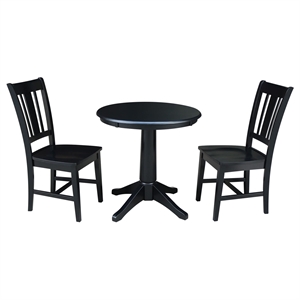 30&quot Round Solid Wood Distressed Hickory/Stone Dining Table With 2 Chairs