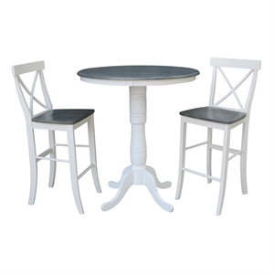International Concepts 36&quot Solid Wood Bar Height Table With 2 X-Back Stools