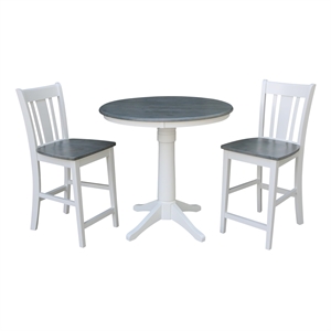 International Concepts 36&quot Solid Wood Table With 2 San Remo Counter Stools