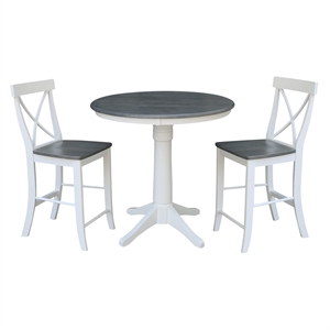 International Concepts 36&quot Solid Wood Table With 2 X-Back Counter Stools