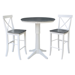 International Concepts 36&quot Solid Wood Bar Table With 2 X-Back Bar Stools