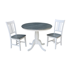 International Concepts 36&quot Round Extension Dining Table With 2 Chairs
