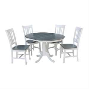 International Concepts 36&quot Solid Wood Extension Dining Table With 4 Chairs