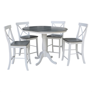 International Concepts 36&quot Wood Extension Dining Table and 4 Counter Stools