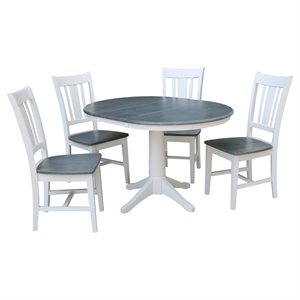 International Concepts 36&quot Solid Wood Extension Dining Table With 4 Chairs