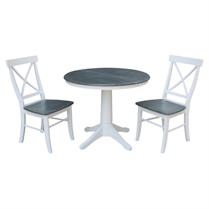 International Concepts 36&quot Solid Wood Extension Dining Table With 2 Chairs