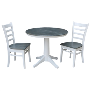 International Concepts 36&quot Solid Wood Extension Dining Table With 2 Chairs