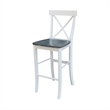 36'' Solid Wood Round Extension Dining Table With 4 Stools in White/Gray