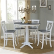36'' Solid Wood Round Extension Dining Table With 4 Stools in White/Gray