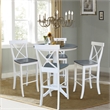 36'' Solid Wood Round Extension Dining Table With 4 Stools in White/Gray
