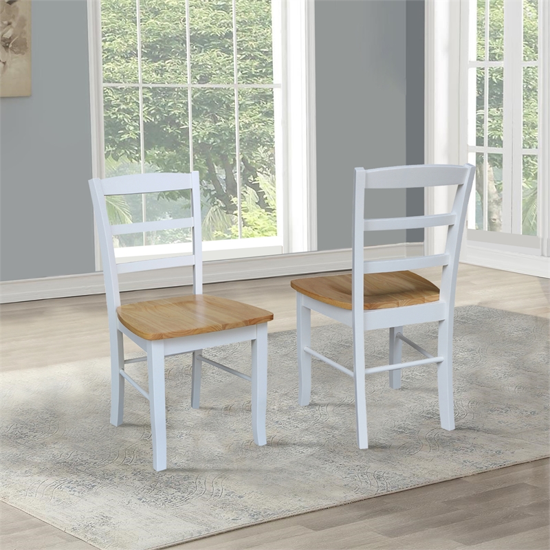 International Concepts Madrid Dining Chair in White/Natural Finish - Set of 2
