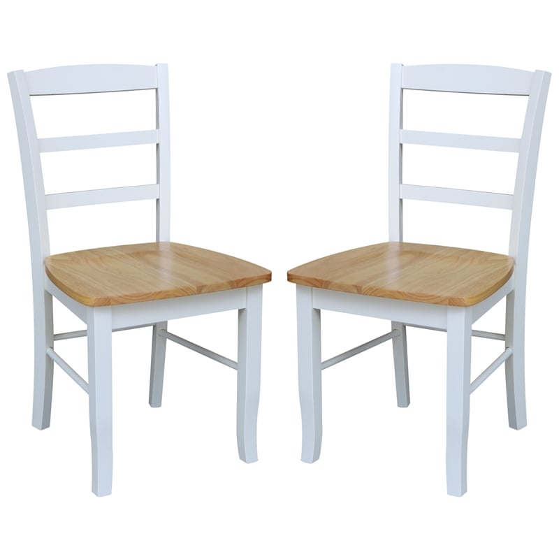 International Concepts Madrid Dining Chair in White/Natural Finish - Set of 2