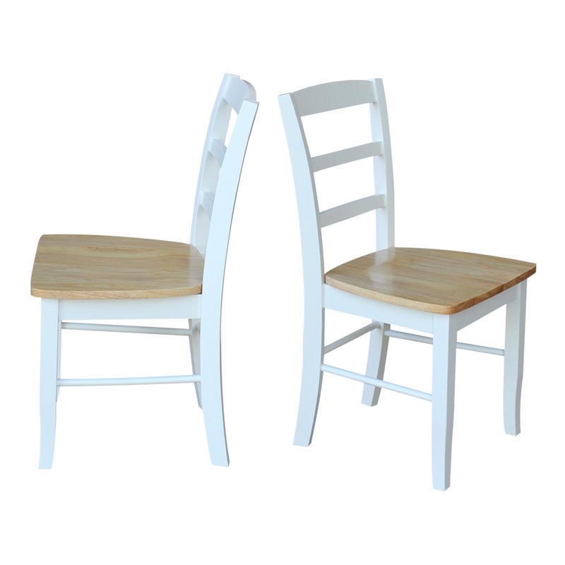 International Concepts Madrid Dining Chair in White/Natural Finish - Set of 2