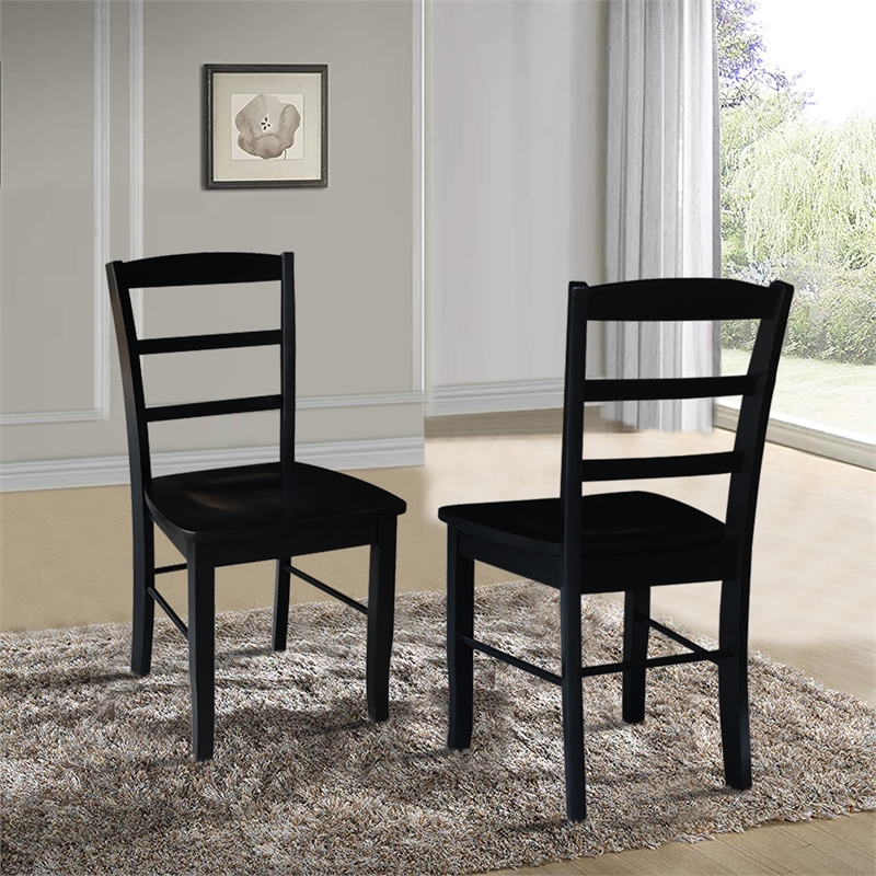 International Concepts Madrid Ladderback Dining Chair in Black (Set of 2)