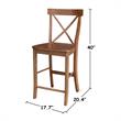 Solid Wood X-Back Counter Height Stool - 24