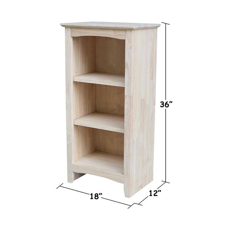 International Concepts Solid Wood Shaker Bookcase 36 Inch High Ready to Finish