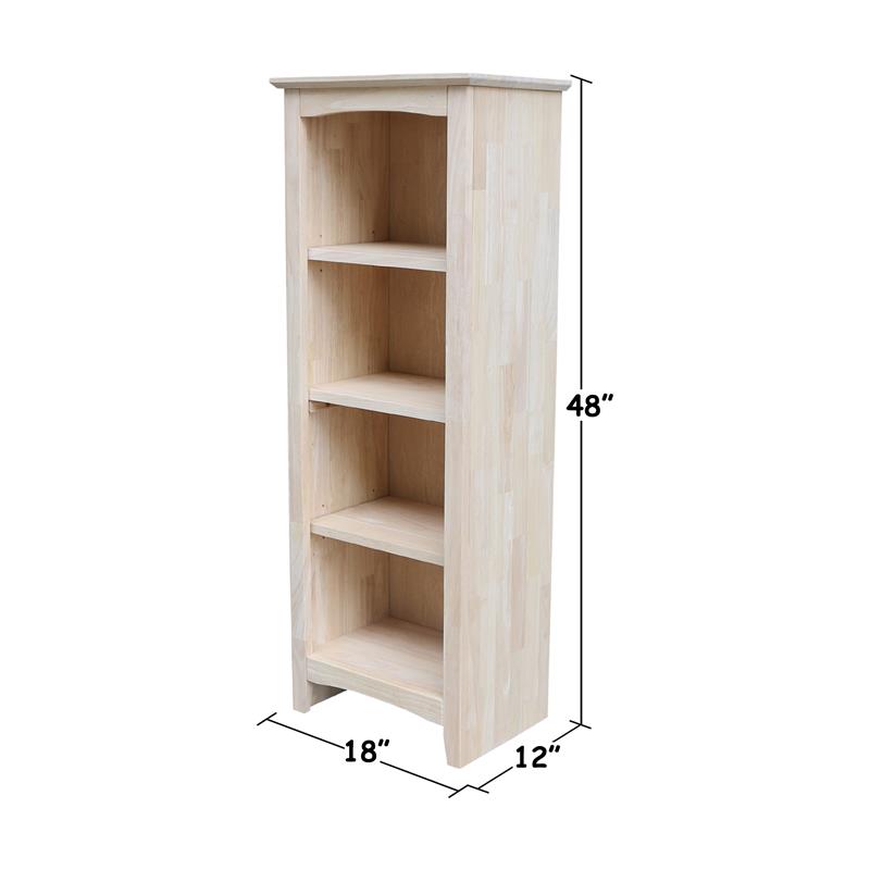 International Concepts Solid Wood 48 Inch High Shaker Bookcase Ready to Finish