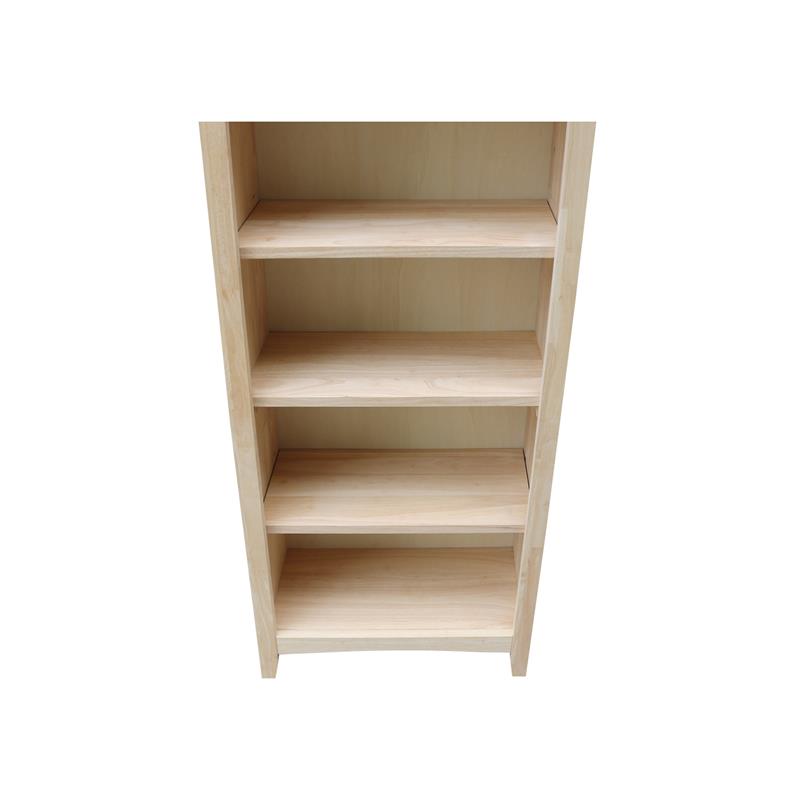Solid Wood Shaker Bookcase 60 Inches Tall and Ready to Finish