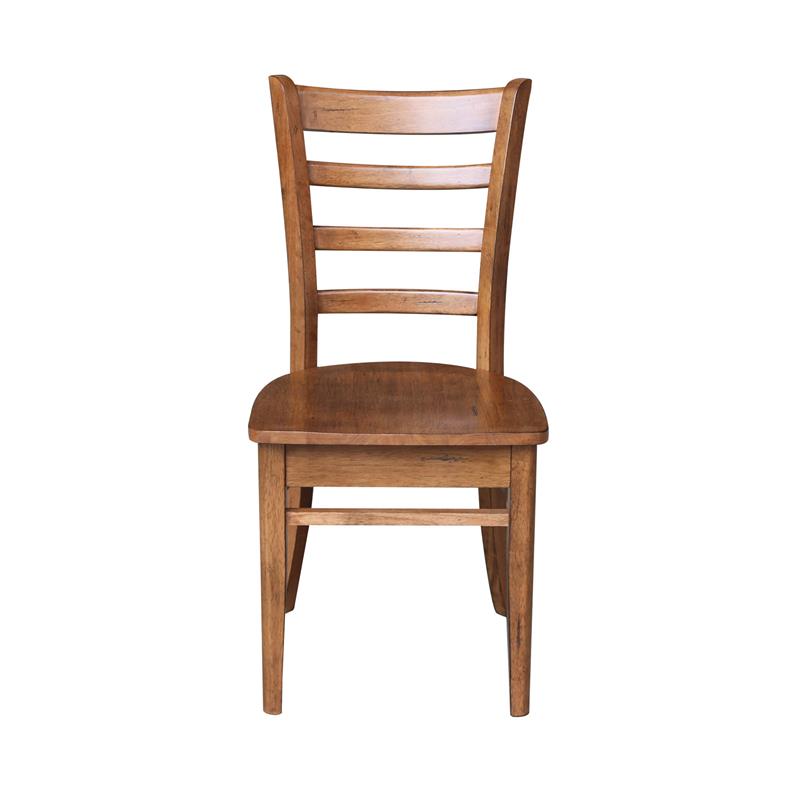 International Concepts Set of Two Solid Wood Emily Side Chairs Distressed Oak