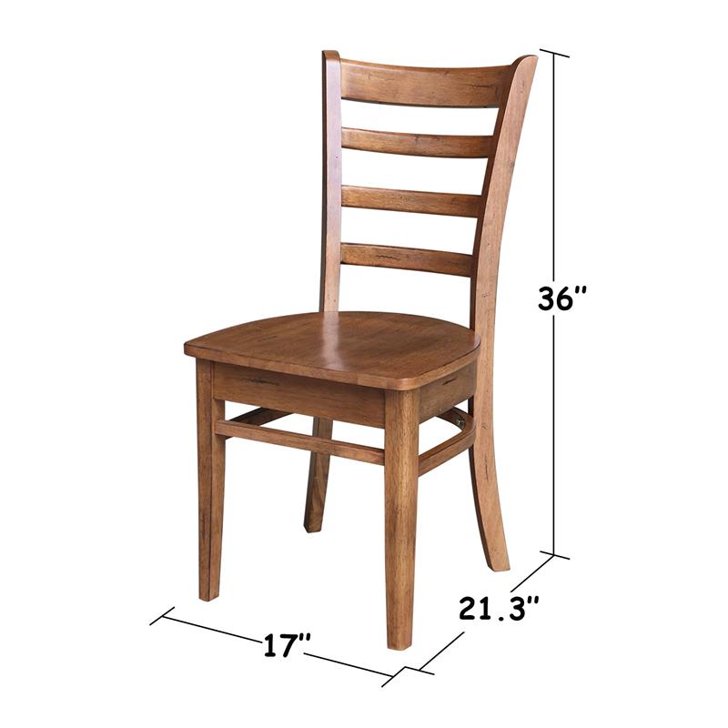 International Concepts Set of Two Solid Wood Emily Side Chairs Distressed Oak