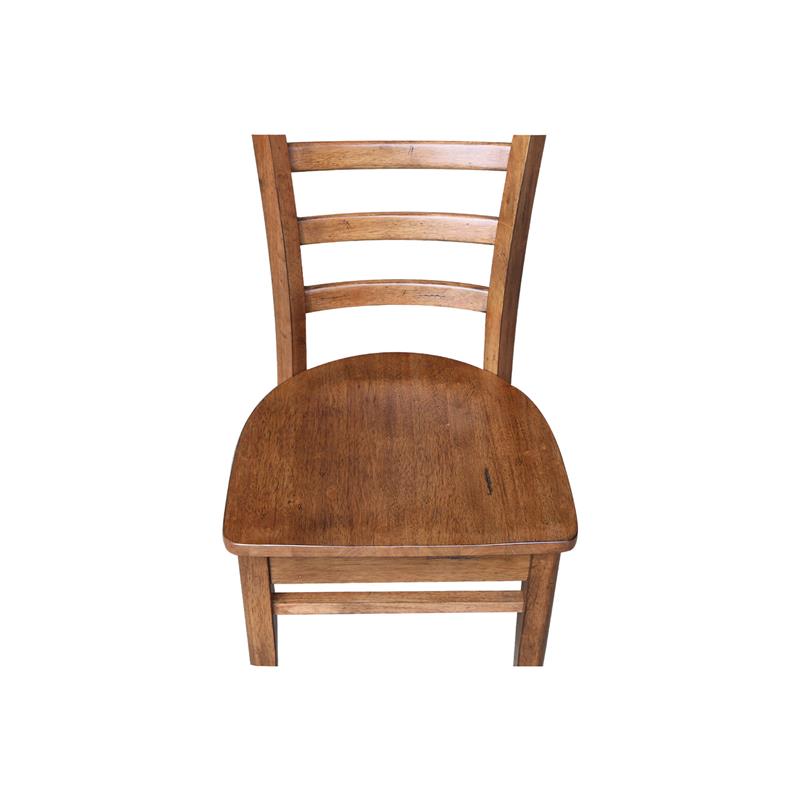 International Concepts Set of Two Solid Wood Emily Side Chairs Distressed Oak